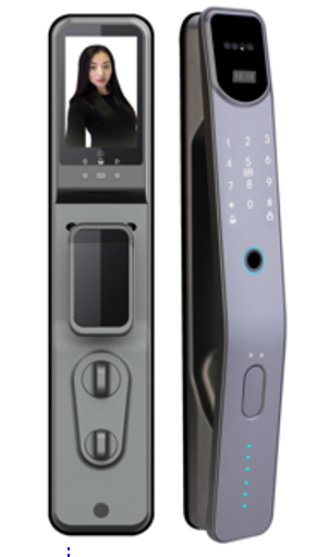 Tuya WiFi Smart Lock D1 with Facial Recognition, Fingerprint, Password, Card, Cat's Eye, HD Display, Mobile App, Remote Unlock, Black